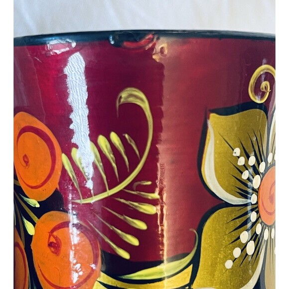 VTG Khokhloma Russian Handpainted Wooden Lacquer Set Pitcher & 6 Cups Signed EUC - Picture 12 of 14